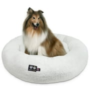 Angle View: Bessie and Barnie Ultra Plush Deluxe Comfort Pet Dog & Cat Snow White Snuggle Bed