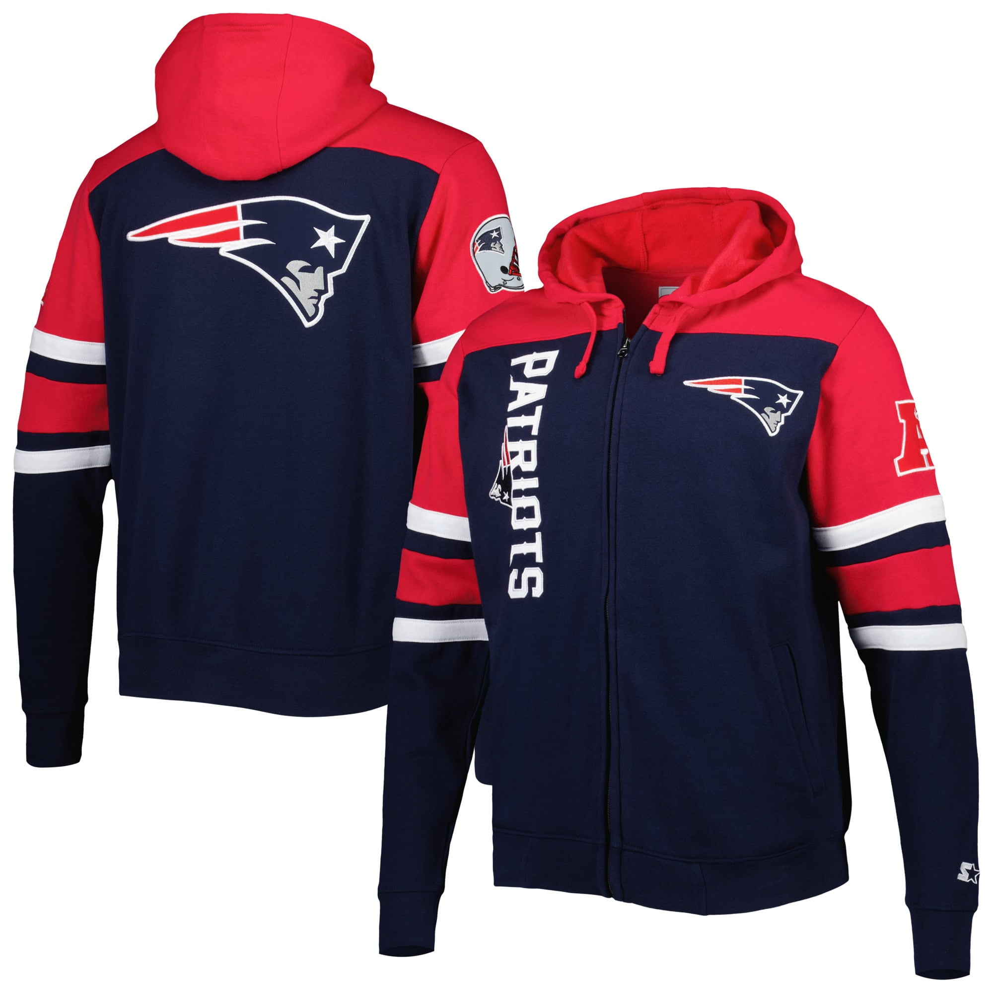 Men's Starter Navy New England Patriots Extreme FullZip Hoodie Jacket