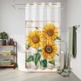 thumbnail image 6 of No Hook Shower Curtain, Sunflower Shower Curtains for Bathroom with See Through Top Window, Yellow Summer Flowers Pastoral Vintage Waterproof & Washable Bath Curtain Small Stall 36"x78", 6 of 9
