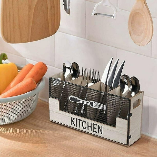 🍽️ Relaxdays Porta Cubiertos De Bambú: Organizador De 4 Compartimentos Para Cajón (25x15.5x23 Cm)