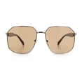 thumbnail image 3 of Mens Luxury Geometric Metal Rim Hustler Fashion Rectangle Sunglasses Silver Black - Beige, 3 of 8