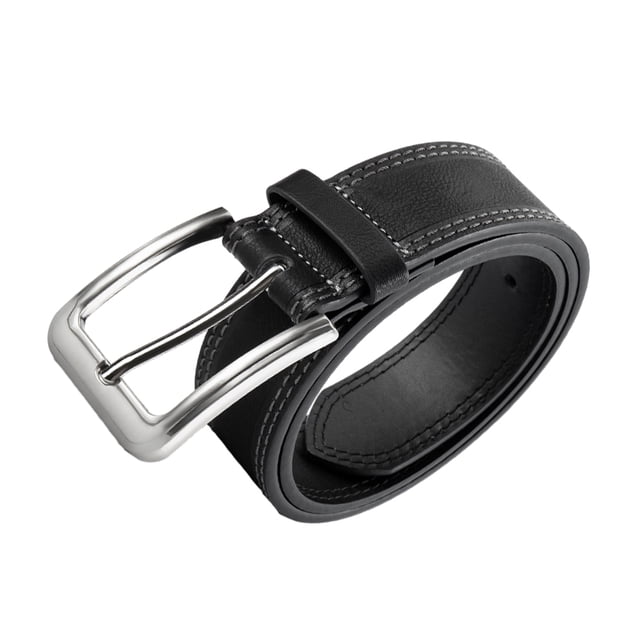 Minnieouse Cinturón de hombre de mezclilla duradero de PU con características resistentes a los arañazos y anticorrosión, elástico trenzado Cinturones Negro 125cm