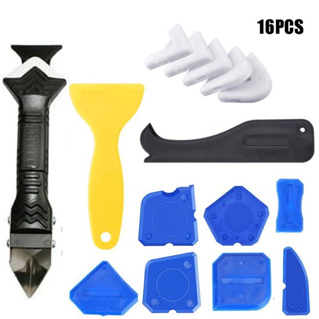 Caulk Remover Tools - 16 Pieces Silicone Caulk Kit, Silicone Caulk Straightener,