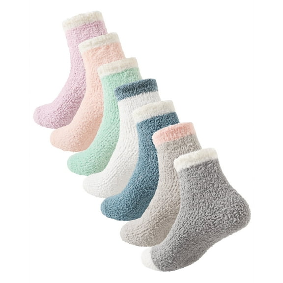 Women's Socks 7 Pairs Fall Winter Ankle Socks Multicolor, 6-Pack Home Sleeping Warm Socks