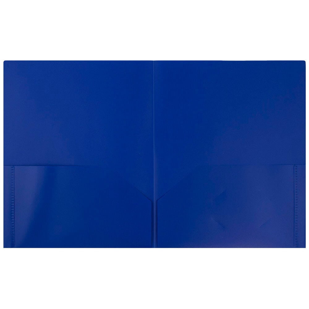 JAM Paper Plastic 2 Pocket POP Folders, School Folders, Blue, Bulk 144/Box