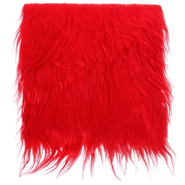 Tejido de pelaje sintético de Uxcell, cuadrado de 10" x 10", cortes de parches de pelaje sintético esponjoso, rojo