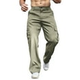 thumbnail image 1 of Pantalones cargo para hombre, corte regular elástico, pierna ancha, bolsillos laterales, poliéster, para todas las estaciones, senderismo y uso al aire libre, tallas S-XXL, 1 of 5