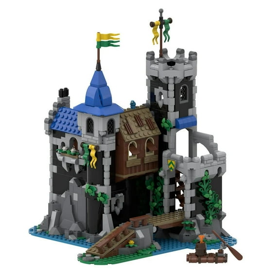 MOC-148389 Medieval Lakeside County Fortress Modular Building Blocks Castle MOC Assembly Bricks Toys