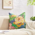 thumbnail image 4 of Pack of 2, Chinoiserie Pillow Cover 18 x 18 Inch Peony Floral Pillow Covers Linen Flower Throw Pillow Covers Farmhouse Pillowcase Cushion Covers for Sofa Couch Living Room Green Yellow, 4 of 6