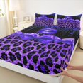 thumbnail image 3 of jejeloiu Cheetah Leopard Print Full Size Sheets,Purple Cute Bowtie Bed Sheets For Men Women 4-Piece, 3 of 7
