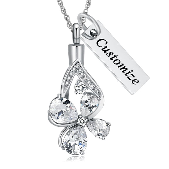 Crystal Lucky Four-Leaf Clover Cremation Jewelry Urn Necklace for Ashes Memorial Cremation Jewelry Ashes Urn Pendant for Women Men