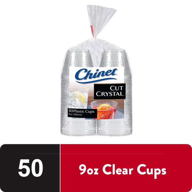 Cut Crystal Clear Plastic Cups, 9 oz, 50 Count