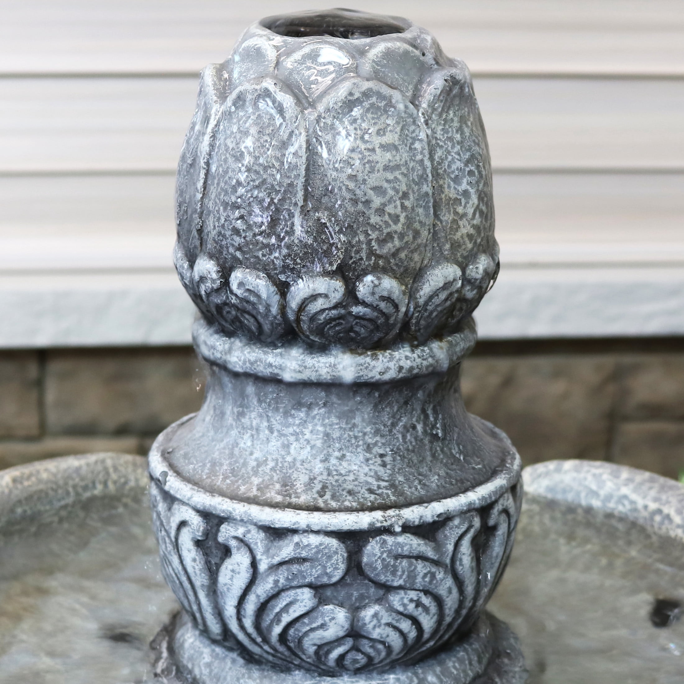 Sunnydaze French Garden Gray Traditional Reinforced Concrete 2-Tier Outdoor Water Fountain