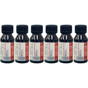 6 Pack - Humco Iodine Tincture Mild 2% USP 1oz Each