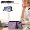thumbnail image 4 of for iPhone XR Case with Zipper Card Holders and Crossbody Strap & Short Belt for Women, RFID Blocking PU Leather Button Flip Shockproof Wallet Case Cover for iPhone XR - Purple, 4 of 10