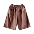 thumbnail image 4 of Endives Womens Cotton Linen Short Slim Solid Color Linen Pant Women Elastic Waist Short Pants Pink, 4 of 4