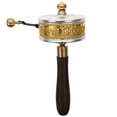 thumbnail image 1 of Golden Mute Handhold Prayer Wheel Synthetic Material Foe Decor Unique Blessings Relaxation 1pc, 1 of 5