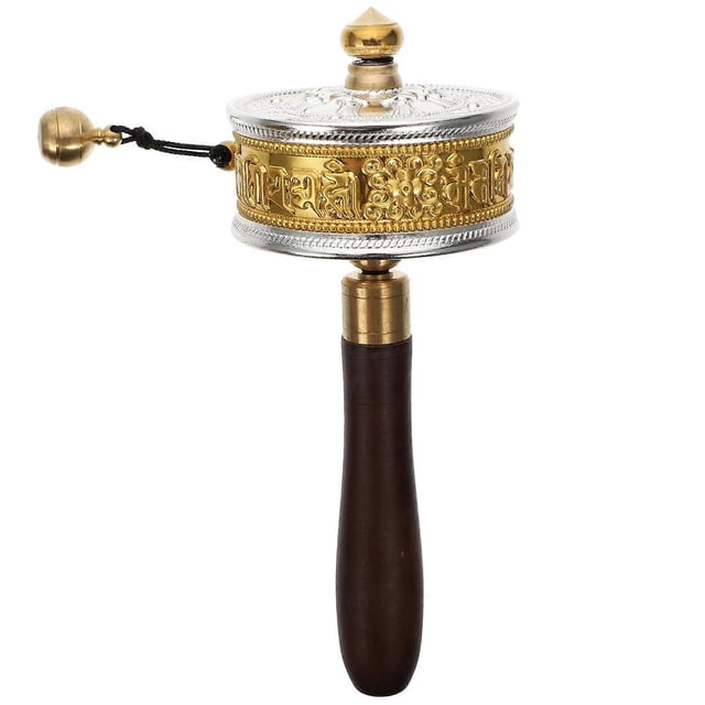 Golden Mute Handhold Prayer Wheel Synthetic Material Foe Decor Unique Blessings Relaxation 1pc
