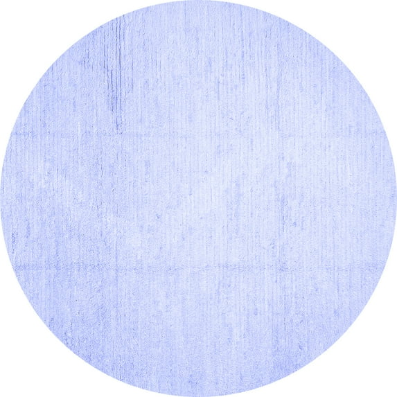 Ahgly Company Machine Washable Indoor Round Solid Blue Modern Area Rugs, 3' Round