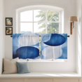 thumbnail image 3 of Blue Geometric Tier Curtains, Gradient Abstract Contemporary Solid Light Filtering Kitchen Curtains, 2Pcs Rod Pocket Half Window Treatments Panels for Sink Cafe Cabinet Camper 27.5x24 Inches, 3 of 9