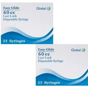 60ML Sterile Syringe Only with Luer Lock Tip - 50 Syringes Without a Needle by Easy Glide