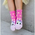 thumbnail image 2 of Jefferies Socks Girls Unicorn & Rainbow Dot Fuzzy Non-Skid Slipper Socks 4 Pair Pack, 2 of 5