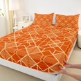thumbnail image 3 of Homewish Vintage Square Abstract Bed Sheets, Fashion Stripes Ombre King Sheets, Orange Gold Minimalism Sheet Set, Ultra Soft Bedroom Decor, 4pcs, 3 of 7