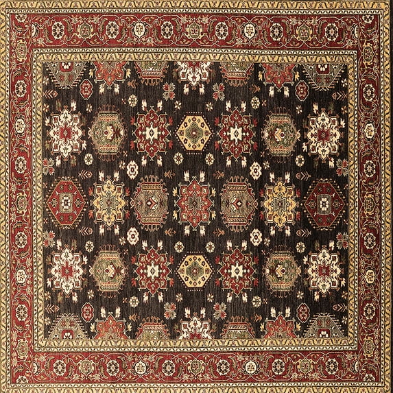 Ahgly Company Indoor Square Oriental Brown Industrial Area Rugs, 7' Square