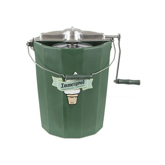 PREMIUM Large 8 qt - Immergood Ice cream Maker - Stainless Steel - Hand crank