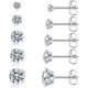 thumbnail image 3 of Juego de pendientes redondos Sailing con circonitas transparentes y diamantes de 3 mm chapados en oro blanco, 3 of 5