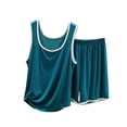 thumbnail image 2 of Ayolanni Womens Pajamas Sets Cotton 2 Piece Sleeveless Tank Tops and Shorts Pjs Elastic Waist Solid Soft Loungewear Sleepwear Sets L, 2 of 6