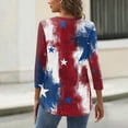 thumbnail image 5 of Women's Patriotic Star Print 250th Anniversary USA Shirt V-Neck Button 3/4 Sleeve T-Shirt, 5 of 5