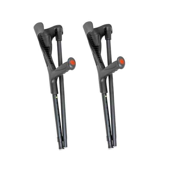 PEPE Mobility - Muletas plegables para viajes (2 unidades, puño abierto), aluminio ajustable, color negro