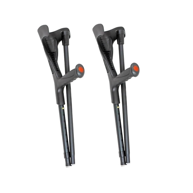 PEPE Mobility - Muletas plegables para viajes (2 unidades, puño abierto), aluminio ajustable, color negro