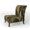 thumbnail image 2 of Designart "Golden Tropical Leaves Pattern" Upholstered Modern Accent Chair - Arm Chair, 2 of 5