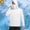 White, variant on Dianli Summer Men's Solid Color Breathable Long Sleeve Hooded Sun Shirt with Integrated Face Mask and Thumbhole Sleeves Lightweight UV Protection Moisture Wicking Layer for Outdoor Activewear