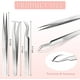 thumbnail image 2 of Pinzas de extensión de pestañas de 6 piezas, pinzas rectas de acero inoxidable, pinzas curvas, pinzas de volumen para pestañas ER, 2 of 5