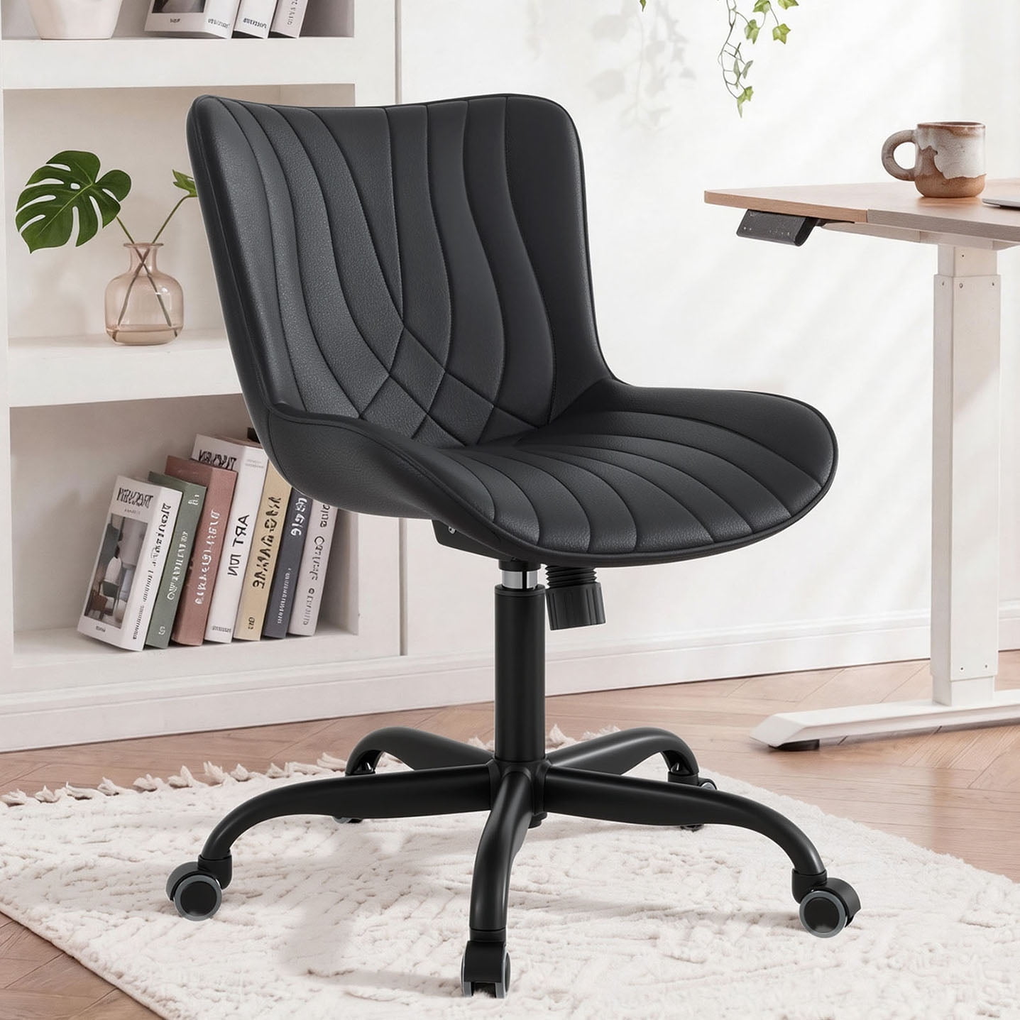 armless pu leather office chair product