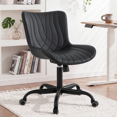 armless pu leather office chair product