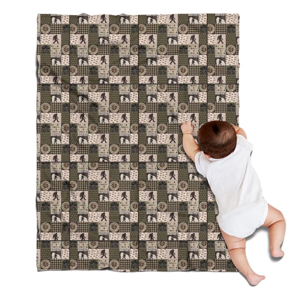Multicolor Bigfoot and Checkerboard Pattern Blanket,Comfortable Soft Flannel Throw Blanket,All Season,Warm Lightweight Blankets for Sofa Bed Couch Living Room Chair,30"x40"