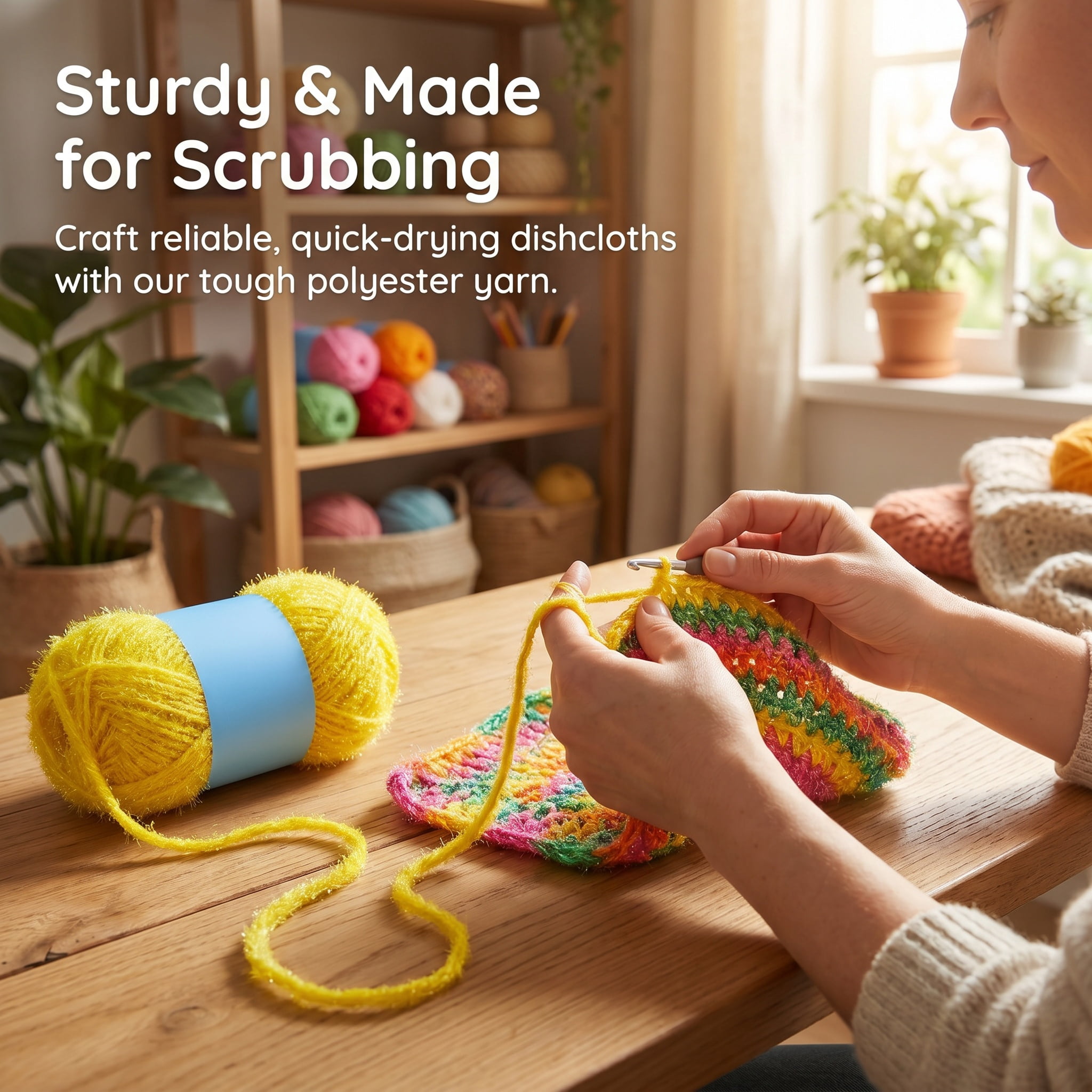 Shihaoyuan 20 Skeins Scrubby Yarn for Dishcloths Assorted Colors for Crocheting Polyester Scrubby Assortment Pastel Yarn for Knitting Dishwashing Dishcloths Craft Project (Candy Color)