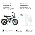 thumbnail image 6 of SUNTIBYE 2pcs G60 Peak 1500W Electric Bike, 20" Fat Tire E-Mountain Bikes,Long Range Electric Bike for Adults 48V 20Ah Ebike UL2849 Black, 6 of 10