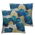 thumbnail image 2 of Acheng Teal and Yellow Pillow Covers, Autumn Turquoise Ginkgo Throw Pillow Covers Blue and Gold Square Floral Couch Pillow Cases,Set of 2 White, 2 of 6