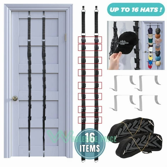 16 Hooks Caps Rack Closet Hanger Storage Organizer Door Baseball Hat Coat Holder