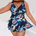 thumbnail image 5 of Women's Plus Size Two-Piece Bikini Set with Skirt Split Swimsuit, Flattering Swimwear for Beach, Pool, and Vacation, Ideal for Spring Break and Summer Fun Blue L, 5 of 8