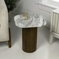 thumbnail image 3 of JONATHAN Y Milos 18" Rustic Minimalist Square Marble/Wood Accent Table, White Marble/Honey Wood, END5004B, 3 of 7