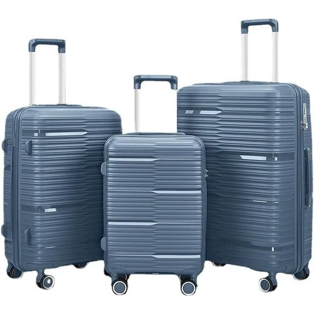 TRAVLR Elite Ensemble de Bagages Léger Extensible 3 Pcs (20 Pouces24 Pouces28 Pouces) avec Serrure TSA, Chariot en Aluminium et Roues Silencieuses - Bleu Corail