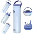 thumbnail image 1 of Botella de agua con aislamiento de 530 ml con pajita y 2 tapas, color azul, 1 of 9
