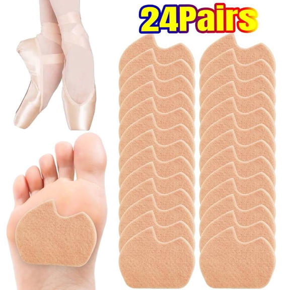 24 Pairs Foot Pads for Dancer, Sesamoiditis Pads for Feet Pain, Forefoot Cushion Self Adhesive Foot Cushion for Pain Relief