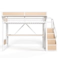 thumbnail image 2 of Bellemave Twin Loft Bed with Desk, Metal Loft Bed with Storage & Wardrobe, High Loft Bed with LED Lights & Charaging Station, Heavy Duty Metal Frame with Pegboard & Baskets for Teens Adults, White, 2 of 12